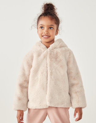 Little girl white fur on sale coat