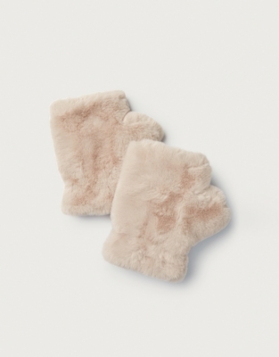 Recycled Faux Fur Mittens - Camel