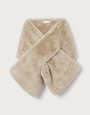 Recycled Faux Fur Scarf - Dusty Taupe