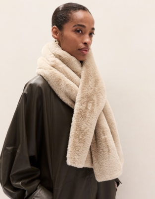 Recycled Faux Fur Scarf - Dusty Taupe