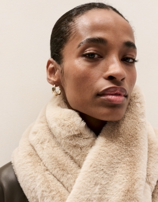 Recycled Faux Fur Scarf - Dusty Taupe