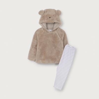 Recycled Fibres Bear Hoodie & Organic Cotton Stripe Leggings Set (0–18mths)