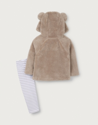 Recycled Fibres Bear Hoodie & Organic Cotton Stripe Leggings Set (0–18mths)