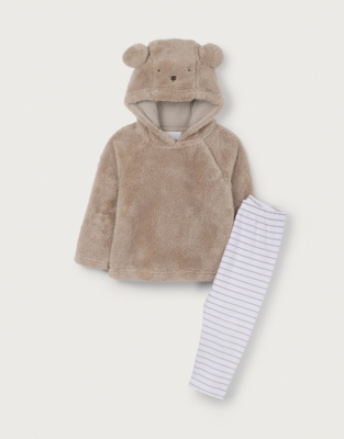 Recycled Fibres Bear Hoodie & Organic Cotton Stripe Leggings Set (0–18mths)