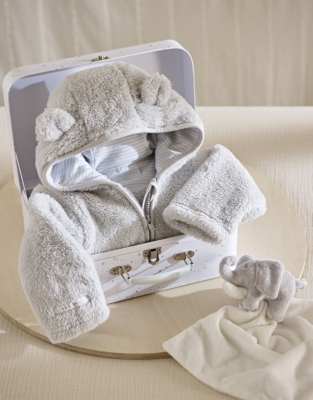 Recycled Fleece Romper Hello World Gift Set (0—6mths)