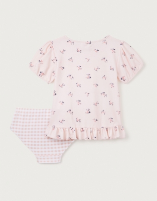 Recycled Floral Rash Guard & Gingham Bottoms Set (0–18mths)