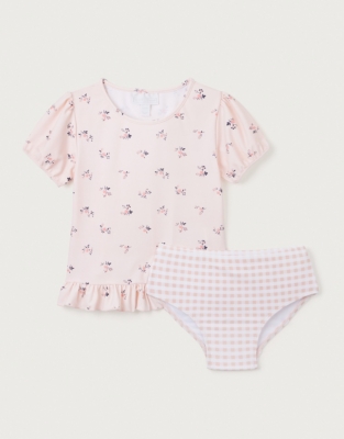 Recycled Floral Rash Guard & Gingham Bottoms Set (0–18mths)