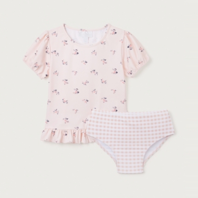 Recycled Floral Rash Guard & Gingham Bottoms Set (18mths—6yrs)