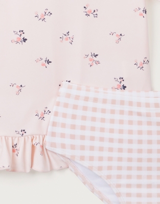 Recycled Floral Rash Guard & Gingham Bottoms Set (18mths–6yrs)