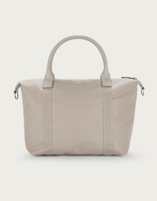 white nylon tote bag