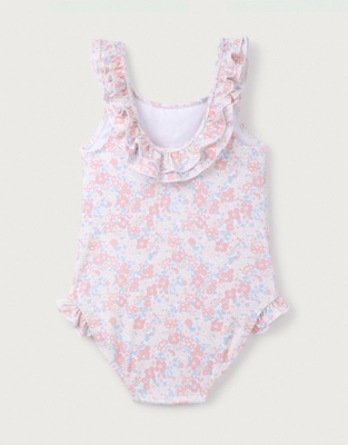 Recycled Petunia Floral Frill Neck Swimsuit (0–18mths)