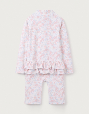 Recycled Petunia Floral Ruffle Surfsuit (0–18mths)