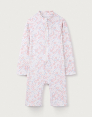 Recycled Petunia Floral Ruffle Surfsuit (0–18mths)