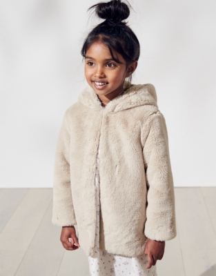 Kids fur hooded on sale coat