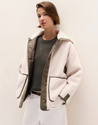 Relaxed Borg & Knit Coat