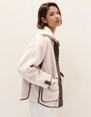 Relaxed Borg & Knit Coat
