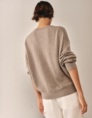 Relaxed Cashmere Crew Neck Jumper - Hot Chocolate