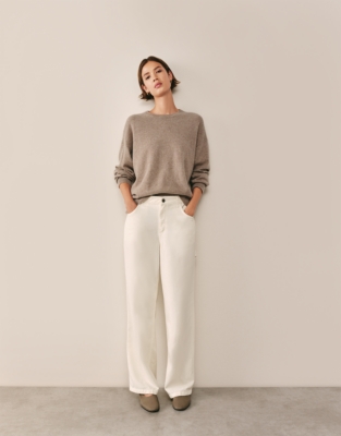 Relaxed Cashmere Crew Neck Jumper - Hot Chocolate