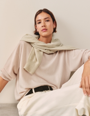 Relaxed Cashmere Crew Neck Jumper - Alabaster