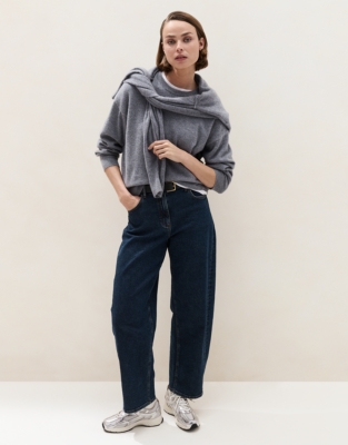 Relaxed Cashmere Crew Neck Jumper - Grey Marl