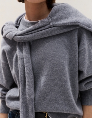 Relaxed Cashmere Crew Neck Jumper - Grey Marl