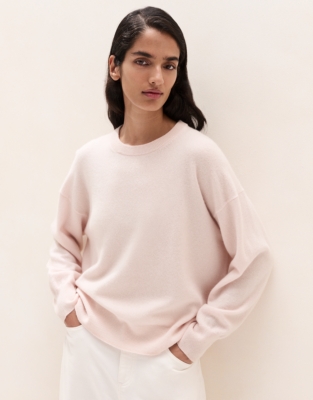 Relaxed Cashmere Crew-Neck Jumper - Pink