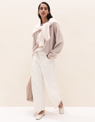 Relaxed Cashmere Crew-Neck Jumper - Mid Taupe Marl