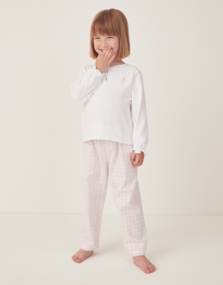 Relaxed Fit Fairy Embroidered Top & Check Flannel Bottoms Pyjamas (1-12yrs)