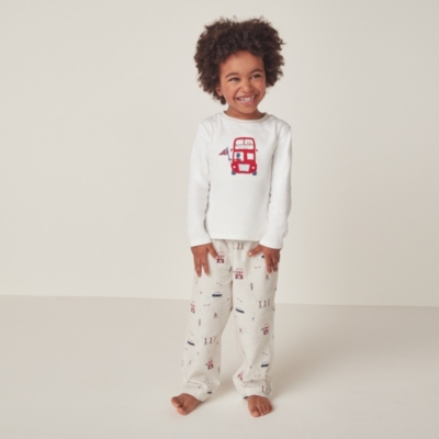 Relaxed Fit London Appliqué Top & Printed Flannel Bottoms Pyjamas (1–12yrs)