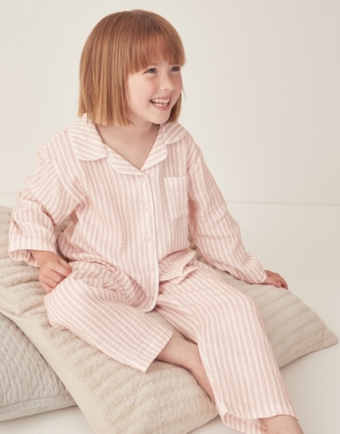 Relaxed Fit Traditional Organic Double Cotton Stripe Pyjamas (1–12yrs)