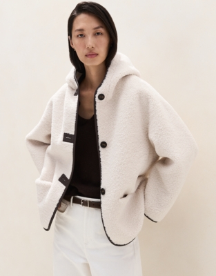 Relaxed Hooded Borg Coat