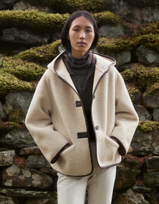 Relaxed Hooded Borg Coat