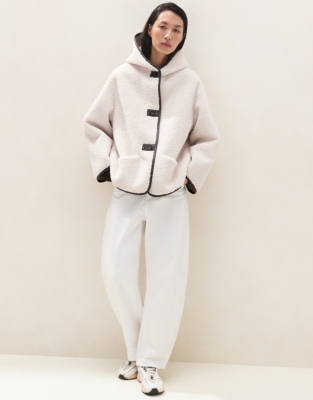 Relaxed Hooded Borg Coat