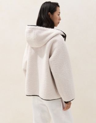 Relaxed Hooded Borg Coat