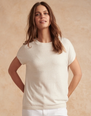 Relaxed Knitted T-Shirt - Cloud Marl