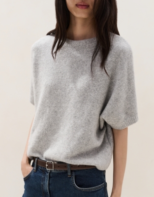 Relaxed Knitted T-shirt with Cotton