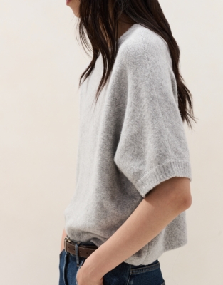 Relaxed Knitted T-shirt with Cotton - Frost Grey