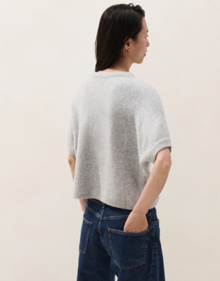 Relaxed Knitted T-shirt with Cotton - Frost Grey