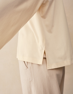 Relaxed Long Sleeve Pocket Detail Jersey Top