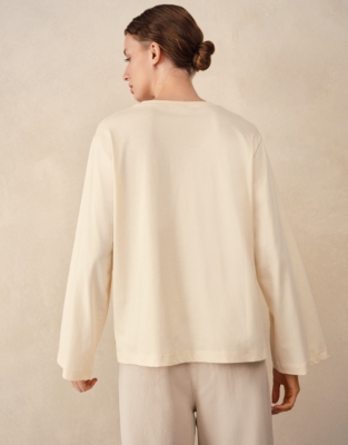 Relaxed Long Sleeve Pocket Detail Jersey Top