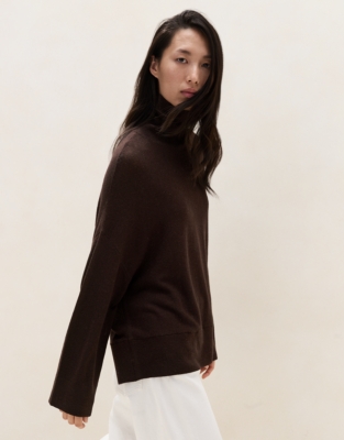 Relaxed Roll Neck Jumper with Cashmere