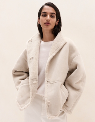 Relaxed Shearling Cocoon Coat