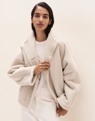 Relaxed Shearling Cocoon Coat