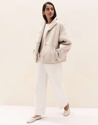 Relaxed Shearling Cocoon Coat