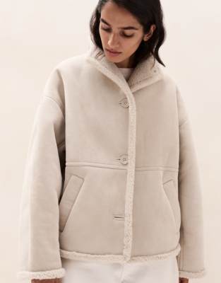 Relaxed Shearling Cocoon Coat