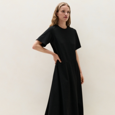 Relaxed T-shirt Dress With Asymmetric Skirt Panel