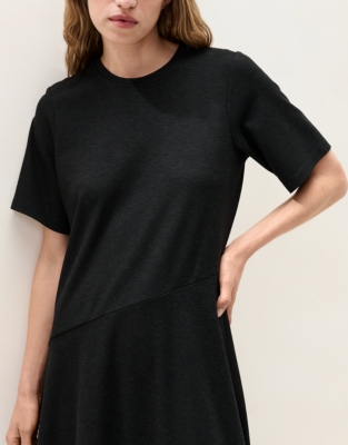 Relaxed T-shirt Dress With Asymmetric Skirt Panel