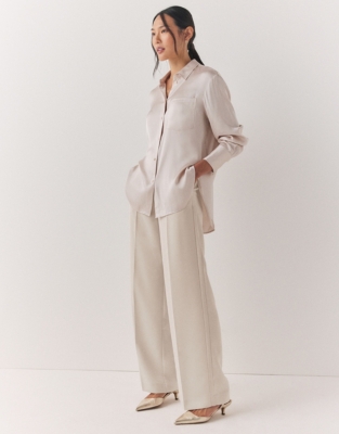 Relaxed Wide Leg Tuxedo Trousers | Clothing Sale | The White Company UK