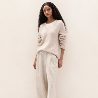 Relaxed Wool Linen Trousers