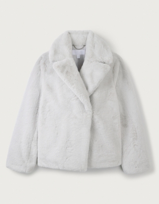 White company faux fur on sale jacket